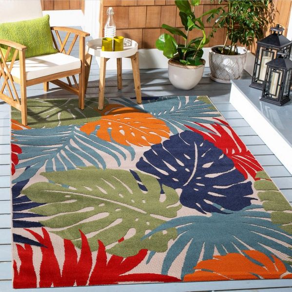 Sanat Teppich Floral Outdoor, rechteckig, Höhe: 6 mm, In- und Outdoor geeignet, florales Design, Balkon, Terasse