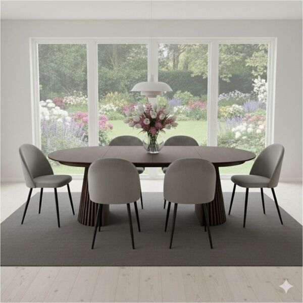ebuy24 Essgruppe Tokyo Essgruppe Esstisch smoked, 6 Stühle aus grau, (7-tlg)