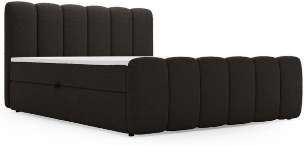 GRAINGOLD Cloud Boxspringbett 180x200, Bett mit Bettkasten, Bouclé-Stoff, mit Kopfteil, Schwarz Bild 2