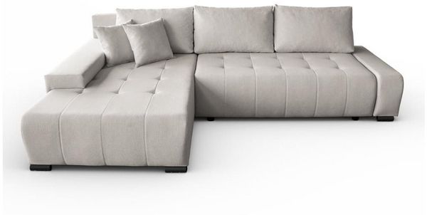 Beautysofa Ecksofa mit Schlaffunktion & Bettkasten DRACO L, BARREL-Stoff in modernen Farben, Liegefläche: 140x215 cm