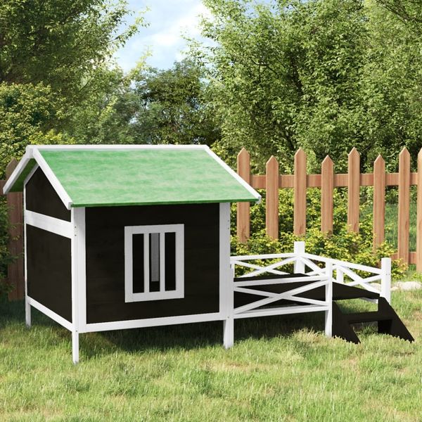 vidaXL Hundehütte Grau 159x120x88,5 cm Massivholz Kiefer 172271