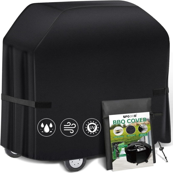  SPGOOD Grillabdeckung, wasserdicht, 420D Oxford-Stoff schwarz, 147 x 61 x 122 cm