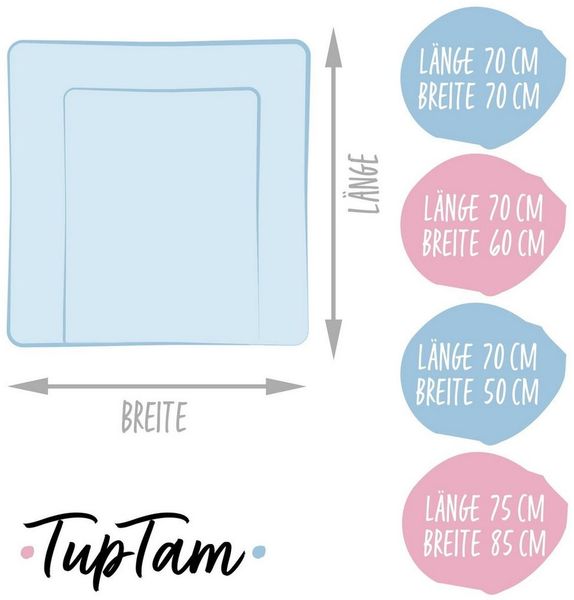 TupTam Baby Wickeltischauflage mit Baumwollbezug Gemustert, Farbe: Tiere/Sterne/Grau, Größe: 75x85 cm