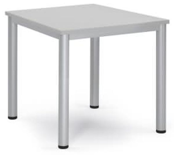 Soennecken Besprechungstisch 80x80x72cm Gestell silber Platte lichtgra
