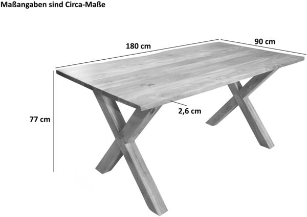 Esstisch Akazie naturfarben 180 x 90 cm X-Holzgestell MURCIA 137800215 Bild 7