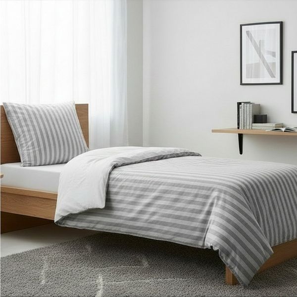 MTOnlinehandel Bettwäsche 135x200 + 80x80 cm, Renforcé, zeitloses Streifen Design, 100% Baumwolle, 2 teilig, Zeitlose Scandi Gemütlichkeit für stilvolle Schlafzimmer