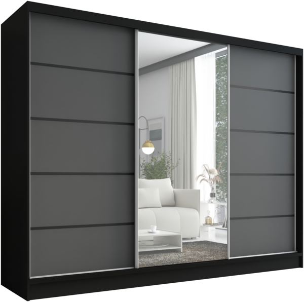 A&J MöbelLand Schwebetürenschrank AURELIA 2 mit 3 Schubladen und Spiegel