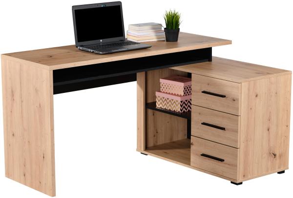 Schreibtisch >Paracin< in Artisan Eiche - 135x75,5x50cm (BxHxT) Bild 2