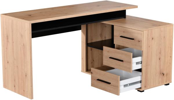 Schreibtisch >Paracin< in Artisan Eiche - 135x75,5x50cm (BxHxT) Bild 4