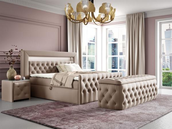 Boxspringbett Schlafzimmerbett ERNESTO Nr. 4 120x200cm in Elisa Velvet Beige