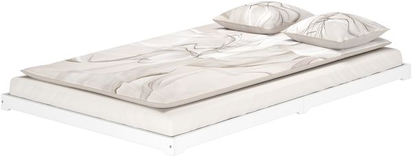 Weißes Bodenbett platzsparend extra niedrig in Überlänge 140x220 Kiefer V-60.47W-14-220ohne Zubehör