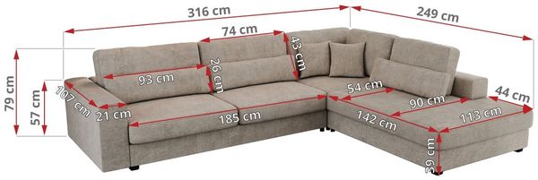Freistehendes Ecksofa mit lose Kissen, L-form - SAVONA - links - Beige Stoff Bild 7