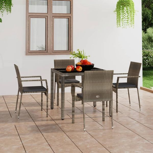 vidaXL Gartenstühle mit Kissen 4 Stk. Poly Rattan Grau 319884