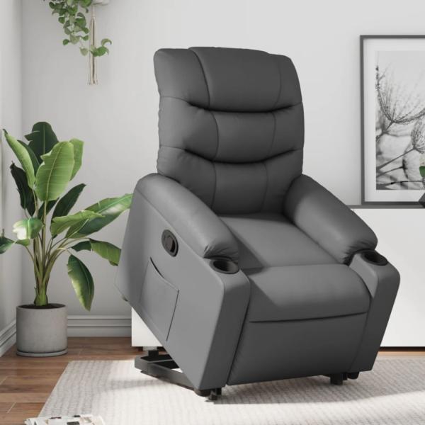 vidaXL Relaxsessel mit Aufstehhilfe Grau Kunstleder 3206602