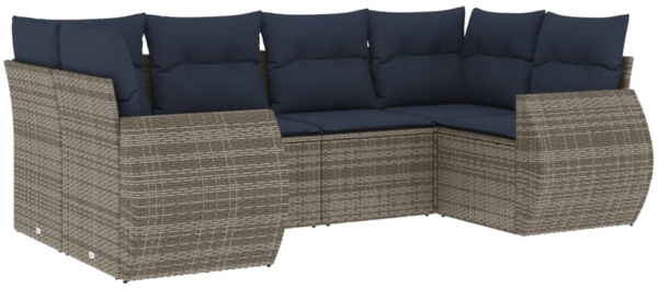 vidaXL 6-teiliges Gartensofa-Set mit Kissen, grau, Polyrattan 3221780