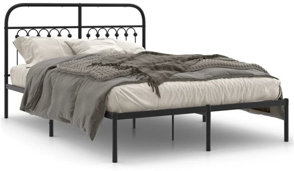 Doppelbett, Bettgestell Modernen mit Kopfteil Metall Schwarz 140x200 cm d511e