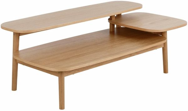 Woodman Couchtisch Eichberg, Kafeetisch, Sofatisch, Wohnzimmertisch, mit 3 verschiedenen Ebenen, Breite 120 cm, FSC®-zertifiziert
