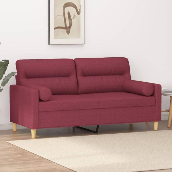 vidaXL 2-Sitzer-Sofa mit Zierkissen Weinrot 140 cm Stoff 3200827