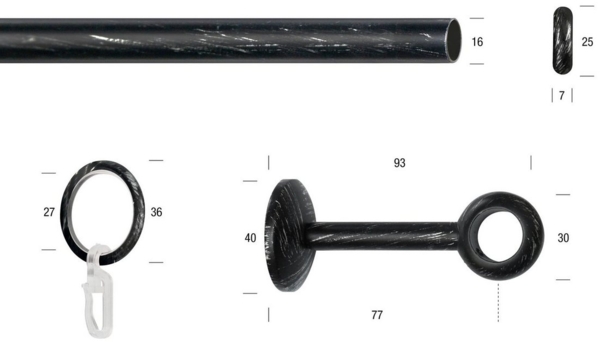GARESA Gardinenstange ESPERANCA, Ø 16 mm, 1-läufig, Wunschmaßlänge, verschraubt, Metall, rustikale Vorhanggarnitur, verlängerbar, Eisen, Endkappe, mit Ringe Bild 2