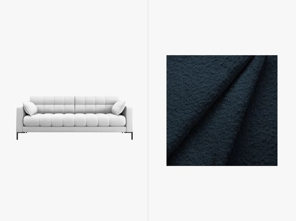 Micadoni Sofa Mamaia 3-Sitzer Boucle Baloo Dunkelblau schwarze Beine