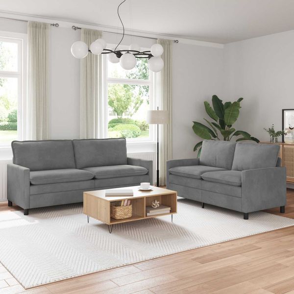 vidaXL Sofa Set 2 pcs Dunkelgrau Samt 3417146