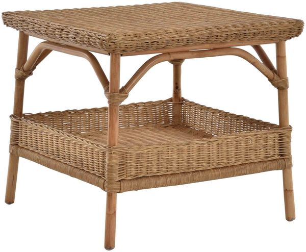 Krines Home Beistelltisch Rattan-Tisch Beistelltisch Quadratisch Wohnzimmer Tisch Ablage 59x59, Couchtisch Rattan, zusätzliche Ablage