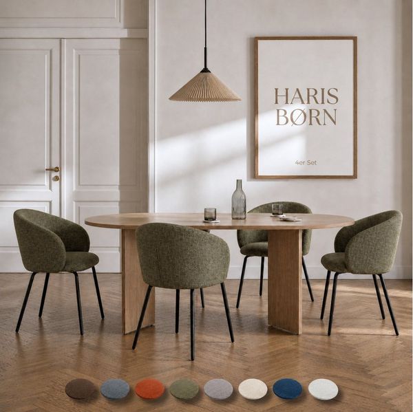 Haris Børn Esszimmerstuhl mit Armlehnen - Hochwertige Polsterstühle für Esszimmer (Set, 4 St), Premium Esszimmer Stühle & Wohnzimmer Stühle