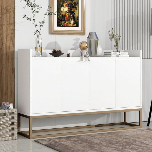 PXloue Sideboard kommode Highboard, mit 4 Türen, Kommode Landhaus, Anrichte, Buffet, B 120cm