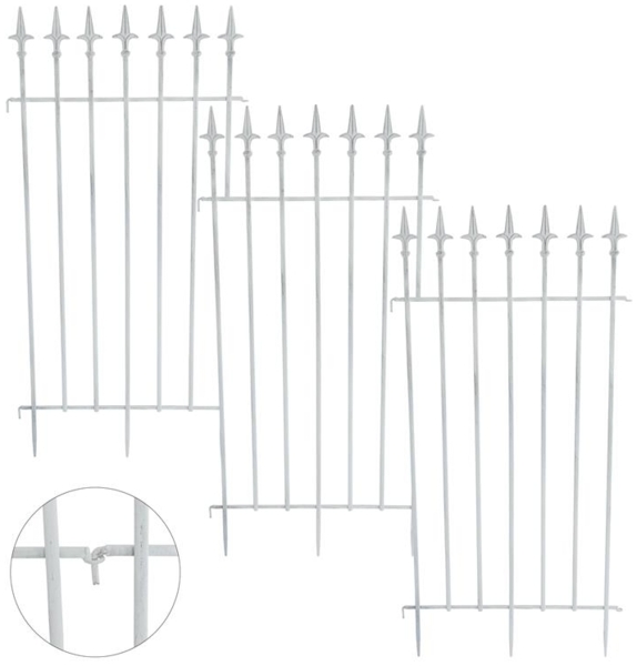 Rankgitter Gartenzaun Eisen Zaun Rankhilfe Rankzaun Metall Spalier Antik-Weiß