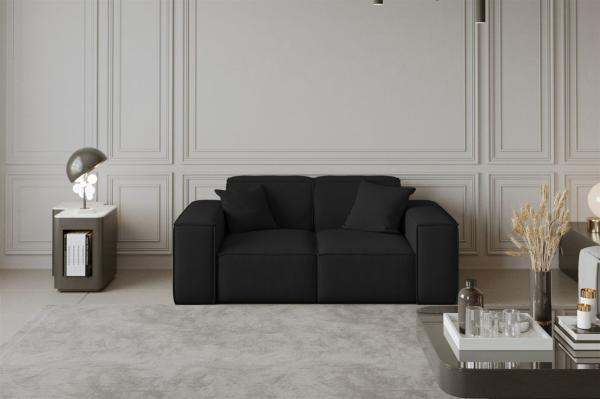 Sofa Designersofa CELES 2-Sitzer in Stoff Opera Velvet Schwarz