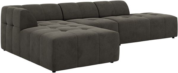 Modulares Ecksofa GRIDA 3M L Wohnlandschaft, Wellenfedern, gesteppte Sitzfläche, Wohnzimmer Sofa L-form - Dunkelgrau Velvet - Links Bild 7