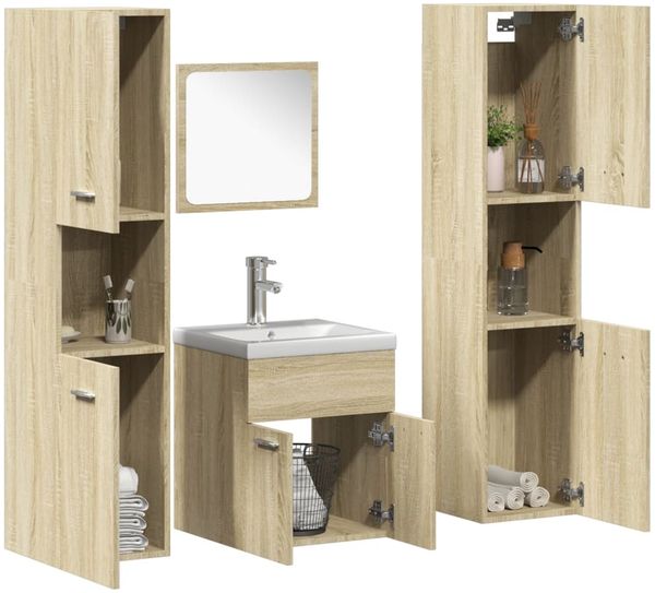 vidaXL 5-tlg. Badmöbel-Set Sonoma-Eiche Holzwerkstoff 3325010