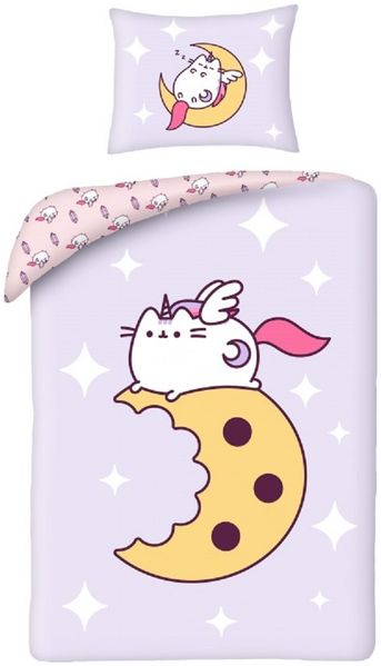 Pusheen Bettwäsche Set aus Mikrofaser Bettdeckenbezug 140 × 200 cm mit 70 × 90 cm Kissenbezug