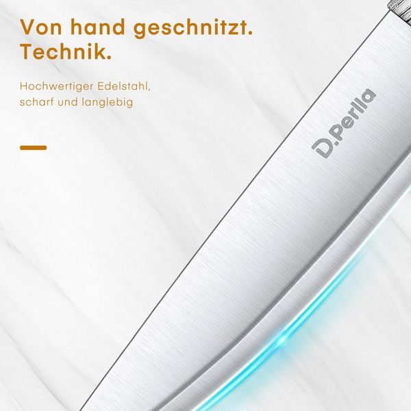 D.Perlla Messer-Set 7/6-teiliges Küchenmesserset mit universellem Messerblockhalter (Set, 6-tlg)