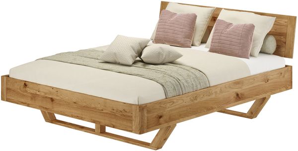 Schwebebett Doppelbett 160x200 Eiche massiv geölt mit Zubehör V-60.89-16ohne Zubehör
