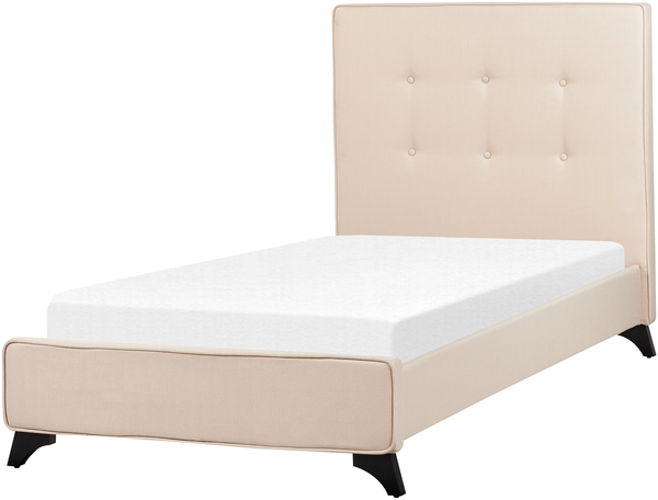Polsterbett Leinenoptik beige Lattenrost 90x200 cm AMBASSADOR