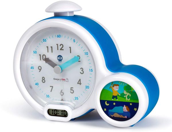 Pabobo Kid Sleep - Wecker - pädagogische Kinderwecker Tag / Nachtlicht - Doppelanzeige und 3 Alarme zu wählen - funktioniert auf Gleichstrom oder Batterien - blau