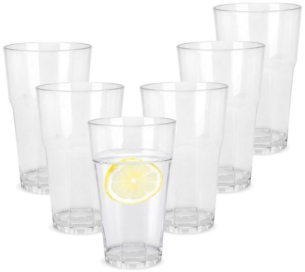 Spetebo Gläser-Set Mehrweg Kunstsoff Camping Tringefäß, 6-tlg, Kunststoff, spülmaschinenfest