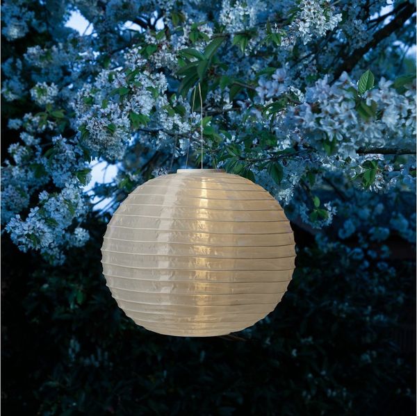 MARELIDA LED Lampion Solar Gartenlampion D: 40cm Party Balkon Terrasse Laterne Sensor weiß, LED Classic, warmweiß (2100K bis 3000K)