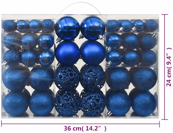 vidaXL 100-tlg. Weihnachtskugel-Set Blau 330085 Bild 8