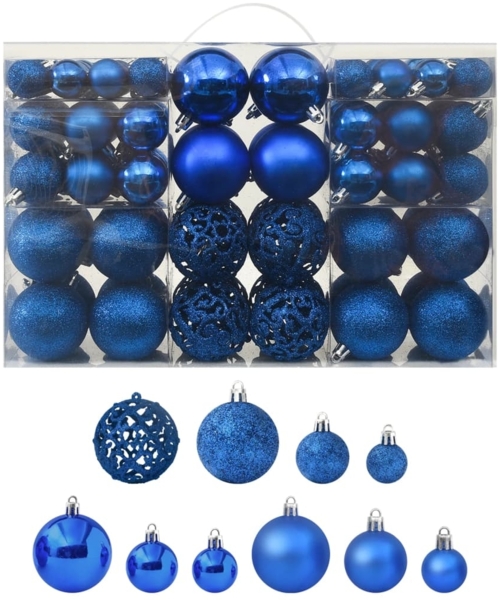 vidaXL 100-tlg. Weihnachtskugel-Set Blau 330085 Bild 1