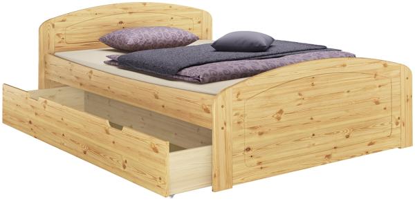 Funktionsbett Kiefer massiv in Überlänge 140x220 Holzbett inkl. Federholzrahmen V-60. 50-14-220