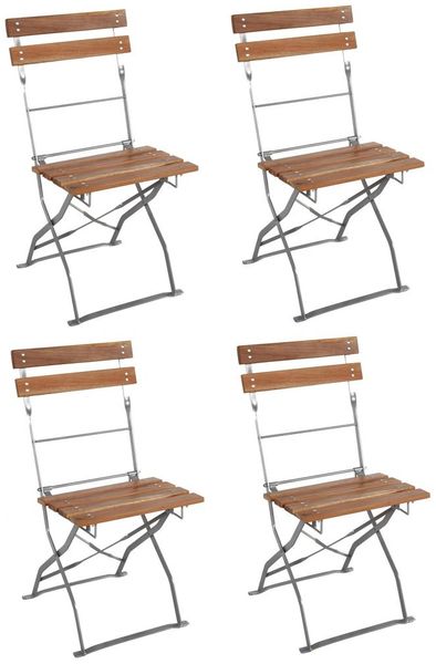 4er Set Biergartenstuhl Gartenstuhl klappbar - Metall und Akazie