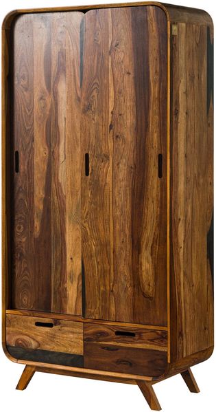 Kleiderschrank Sheesham 90x45x180 dunkelbraun lackiert MAILAND #210