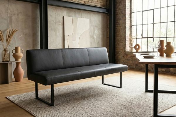 KAWOLA Esszimmerbank ELEEN Leder schwarz 223cm 85 x 69 x 223 cm