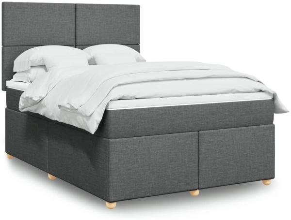 vidaXL Boxspringbett mit Matratze Dunkelgrau 160x200 cm Stoff 3293625