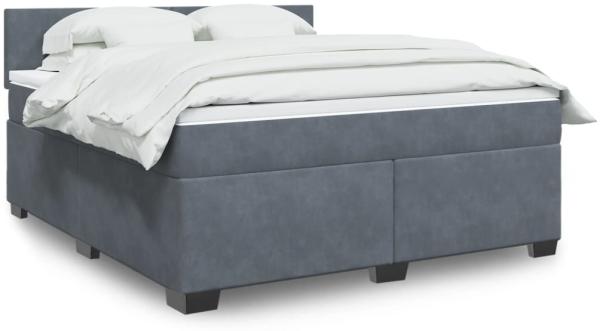 vidaXL Boxspringbett mit Matratze Dunkelgrau 180x200 cm Samt 3286373