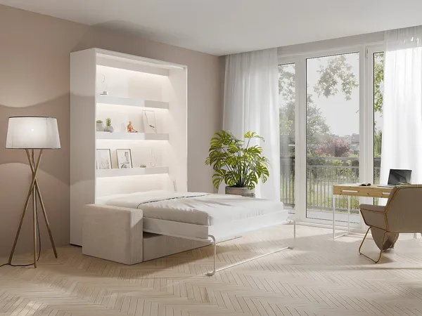 Vente-unique - RAPILI Bett Holz, Platte Weiß - B 133 cm239,2 cm x H 225,2 cm x L 200 cm