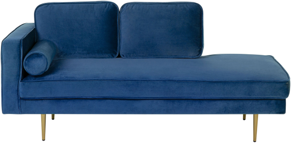 Chaiselongue Samtstoff marineblau linksseitig MIRAMAS