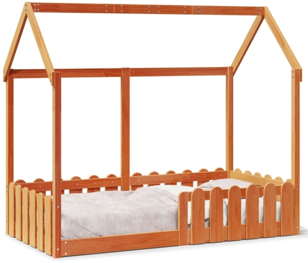 vidaXL Kinderbett Hausbett Wachsbraun 80x160 cm Massivholz Kiefer 850697
